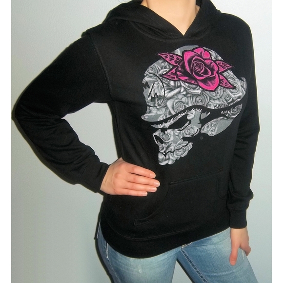 Metal Mulisha Tops - New METAL MULISHA Glitter SKULL Hoodie Small